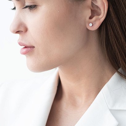 Золотые серьги-гвоздики (бриллиант) сб0124sl №4