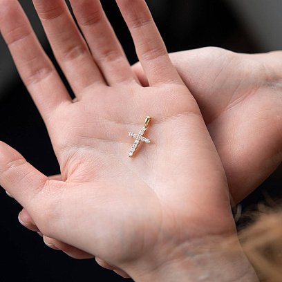 Золотой крестик с бриллиантами пб0279ri №8