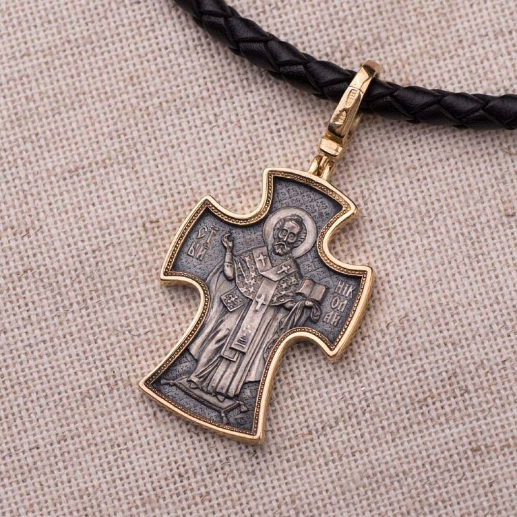 Серебряный православный крест с позолотой 132300 от ювелирного магазина Оникс - 3