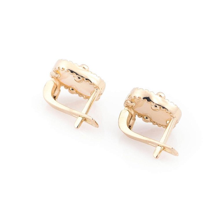 Сережки з жовтого золота "Конюшина" з перламутром с05061 від ювелірного магазину Онікс - 1