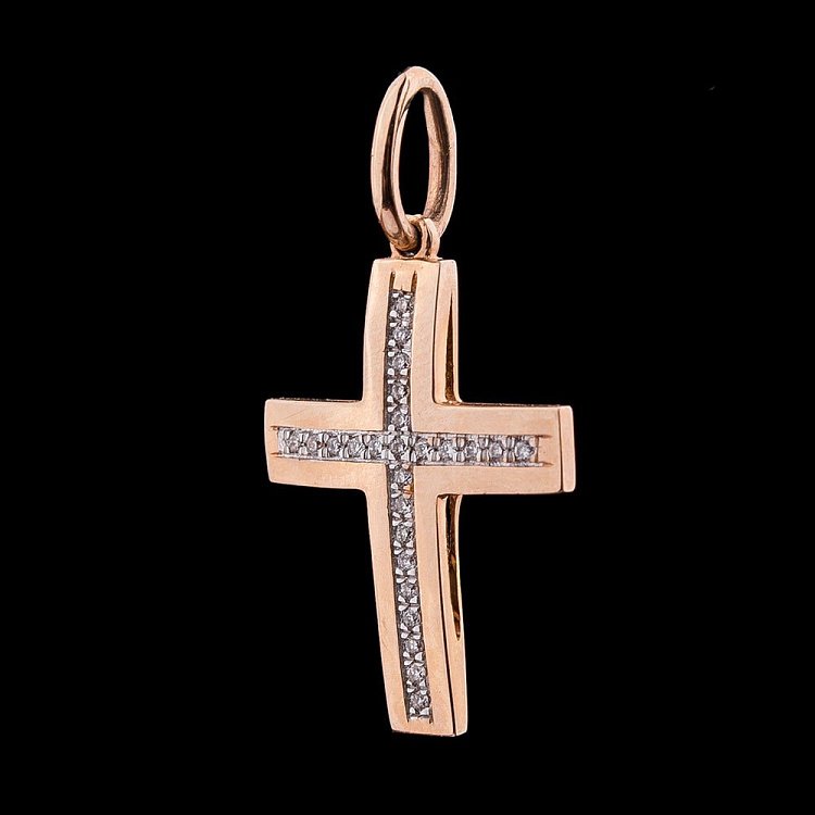 Золотой крест с бриллиантами пб01863к от ювелирного магазина Оникс