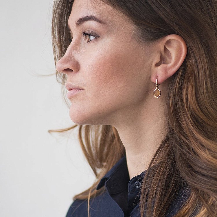 Золоті сережки з цитрином 14048690ц від ювелірного магазину Онікс - 2