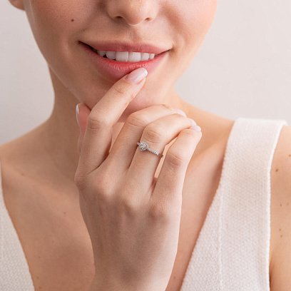 Помолвочное золотое кольцо "Сердечко" с бриллиантами 25301121 №7