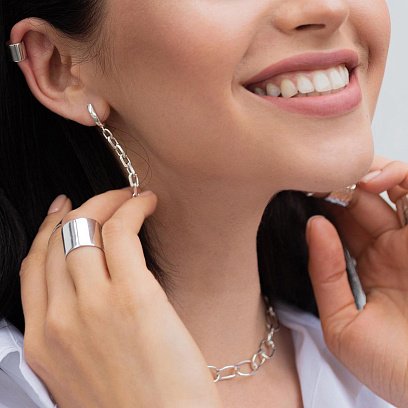 Срібна сережка-каффа 122703 №2