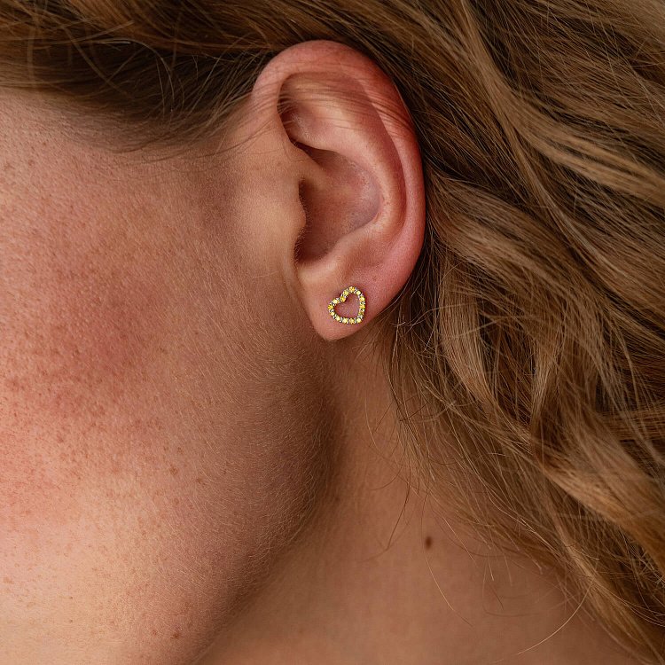 Золотые серьги - пусеты "Сердечки" с голубыми и желтыми бриллиантами 327111121 - 5 Золотые серьги - пусеты "Сердечки" с голубыми и желтыми бриллиантами 327111121 от ювелирного магазина Оникс - 5