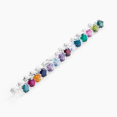 Срібні сережки-гвоздики (синт. топаз Лондон) 121979 №5