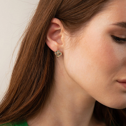 Серьги "Клевер" в красном золоте с08982 №4