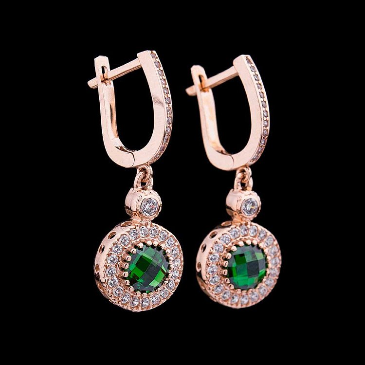 Золоті сережки з фіанітами с04207 від ювелірного магазину Онікс - 3