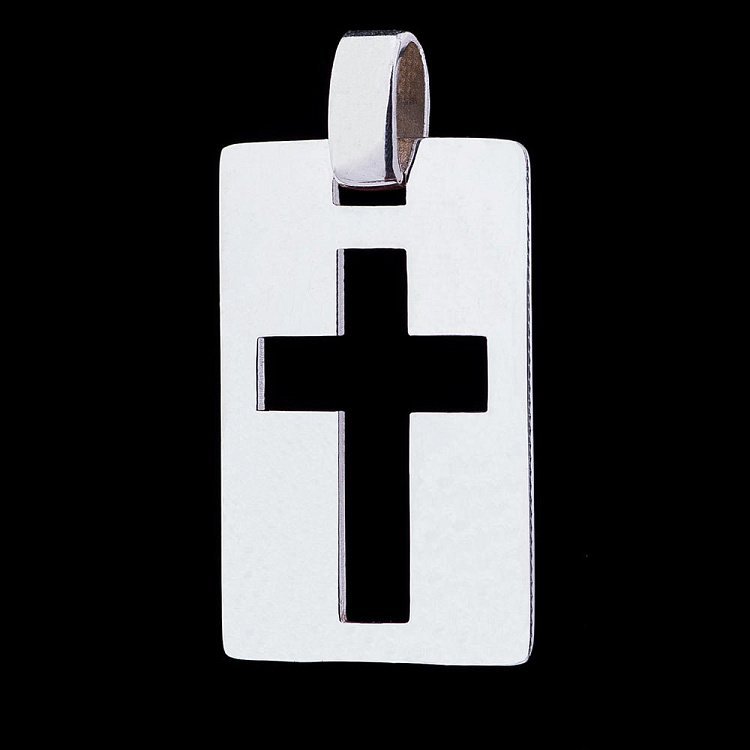 Серебряная подвеска "Жетон" с крестиком 132379 от ювелирного магазина Оникс