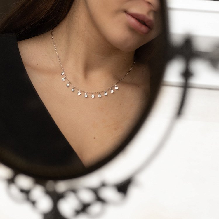 Серебряное колье с фианитами 18566 от ювелирного магазина Оникс - 7