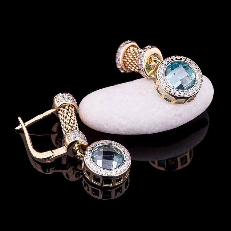 Сережки з фіанітами (плетіння "Попкорн") с03374 від ювелірного магазину Онікс - 3