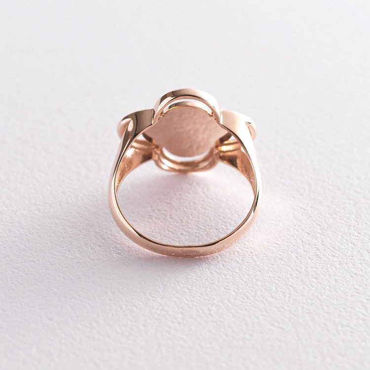 Каблучка "Конюшина" в червоному золоті (емаль) к06549 від ювелірного магазину Онікс - 2