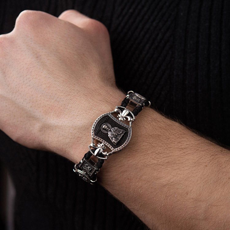 Срібний браслет "Миколай Чудотворець" (ебенове дерево) 627 - 1 Срібний браслет "Миколай Чудотворець" (ебенове дерево) 627 від ювелірного магазину Онікс - 1