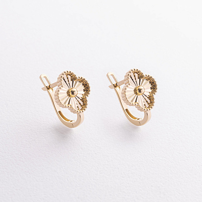 Сережки "Конюшина" в жовтому золоті с08991