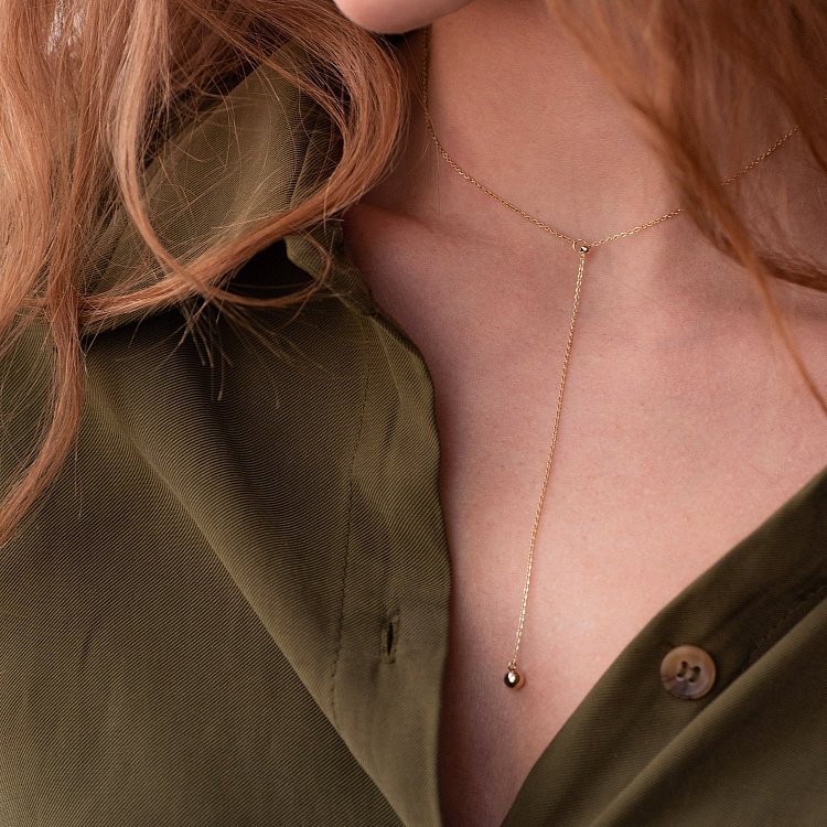 Колье "Шарик" в желтом золоте 860354М от ювелирного магазина Оникс - 1