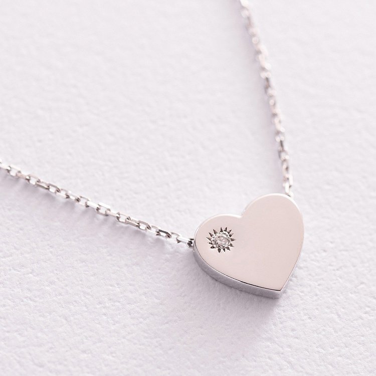 Золотое колье "Сердце" с бриллиантом колб0062y от ювелирного магазина Оникс - 4