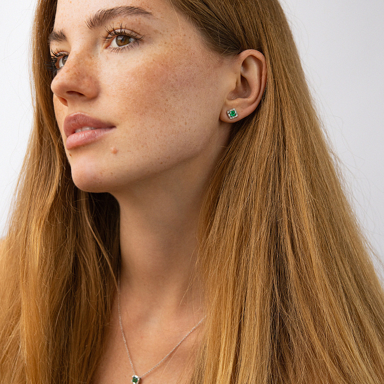 Золотые серьги - пусеты (бриллианты, изумруды) сб0576ca от ювелирного магазина Оникс - 5