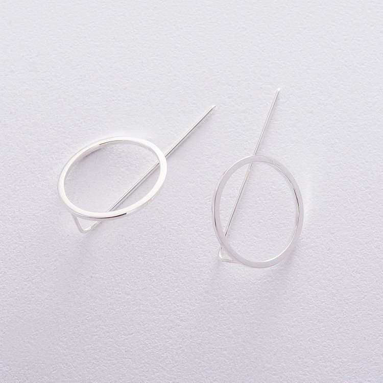 Срібні сережки "Геометрія" 122552 - 3 Срібні сережки "Геометрія" 122552 від ювелірного магазину Онікс - 3