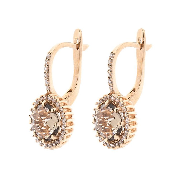 Золоті сережки з раухтопазом і фіанітами 14048558р від ювелірного магазину Онікс - 1