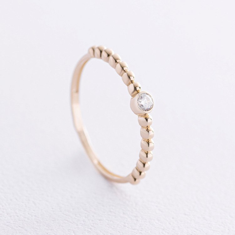 Кольцо "Stephanie" с фианитом (желтое золото) к07970 от ювелирного магазина Оникс