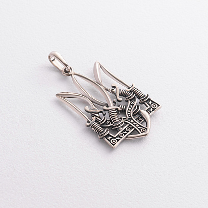 Підвіска "Тризуб з шаблями" у білому золоті п04061 №4