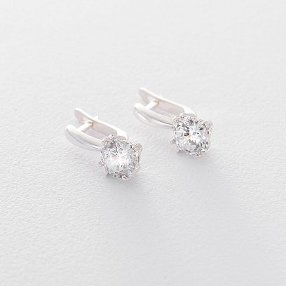 Серебряные серьги с фианитами 12513 №4