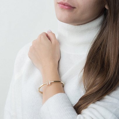 Золотой браслет (фианиты) б02314 №2