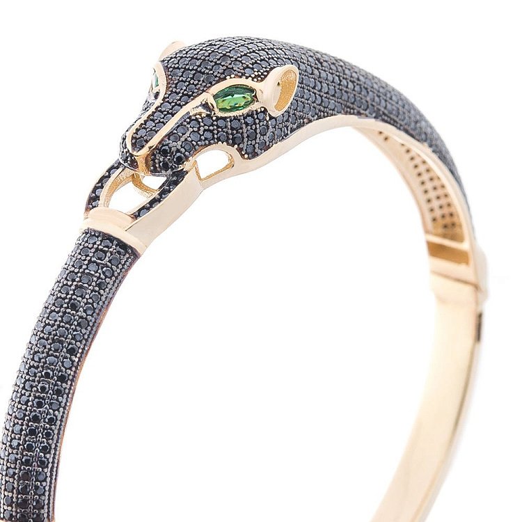 Золотой браслет "Пантера" с фианитами б03929 от ювелирного магазина Оникс - 2
