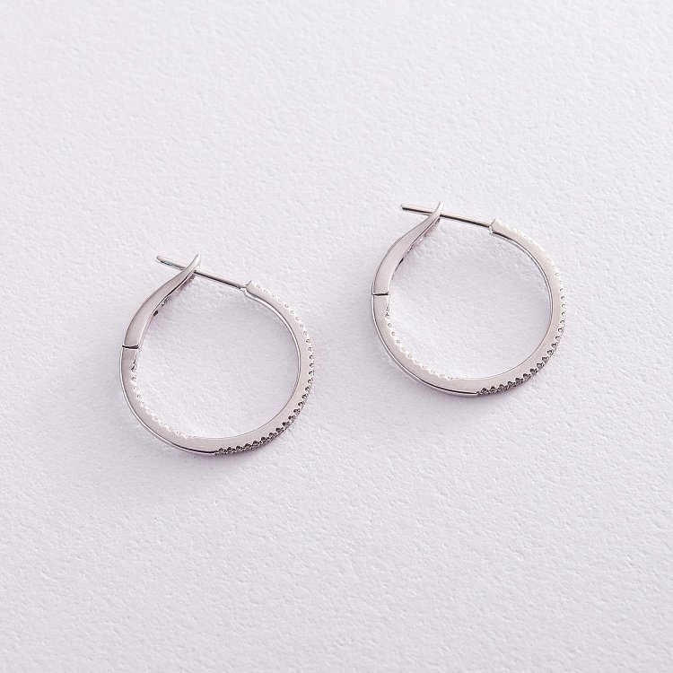 Золоті сережки - кільця з діамантами с240 від ювелірного магазину Онікс - 3