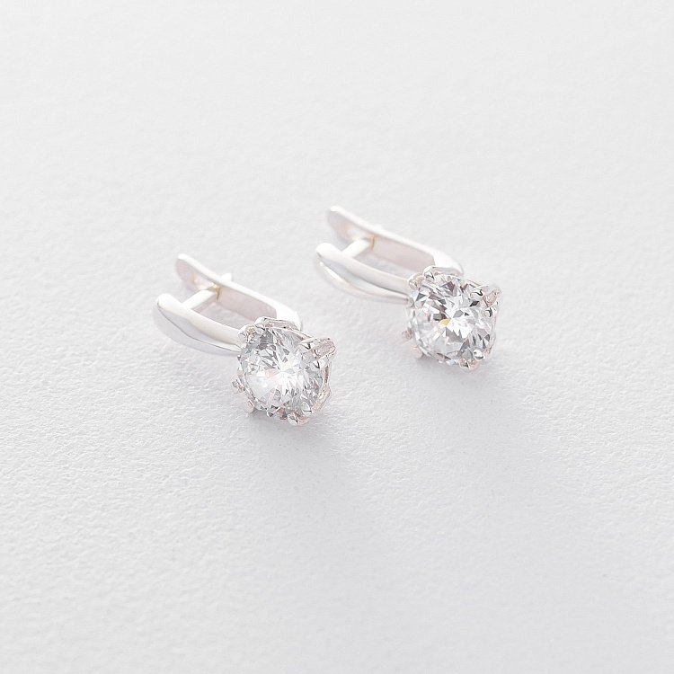 Серебряные серьги с фианитами 12513 от ювелирного магазина Оникс - 3