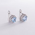 Серебряные серьги с голубыми топазами и фианитами 121328 от ювелирного магазина Оникс - 4