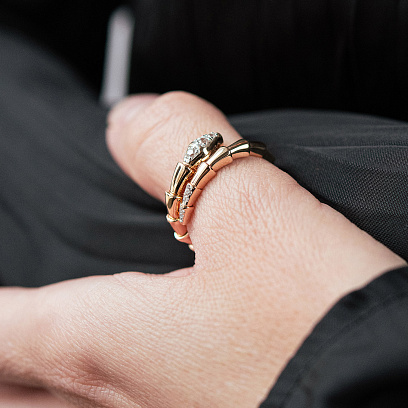 Кольцо "Змея" в красном золоте (фианиты) к08386 №2