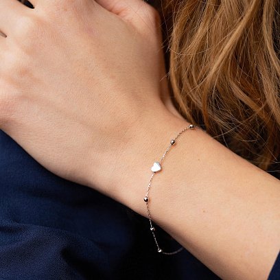 Браслет "Сердечко" в білому золоті б05187 №4