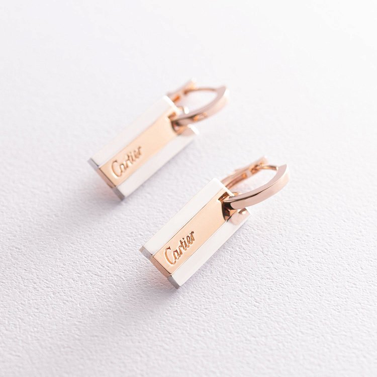 Сережки в червоному і білому золоті с07167 - 2 Сережки в червоному і білому золоті с07167 від ювелірного магазину Онікс - 2