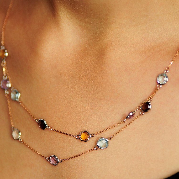 Золоте кольє з натуральними каменями кол00535 від ювелірного магазину Онікс - 1