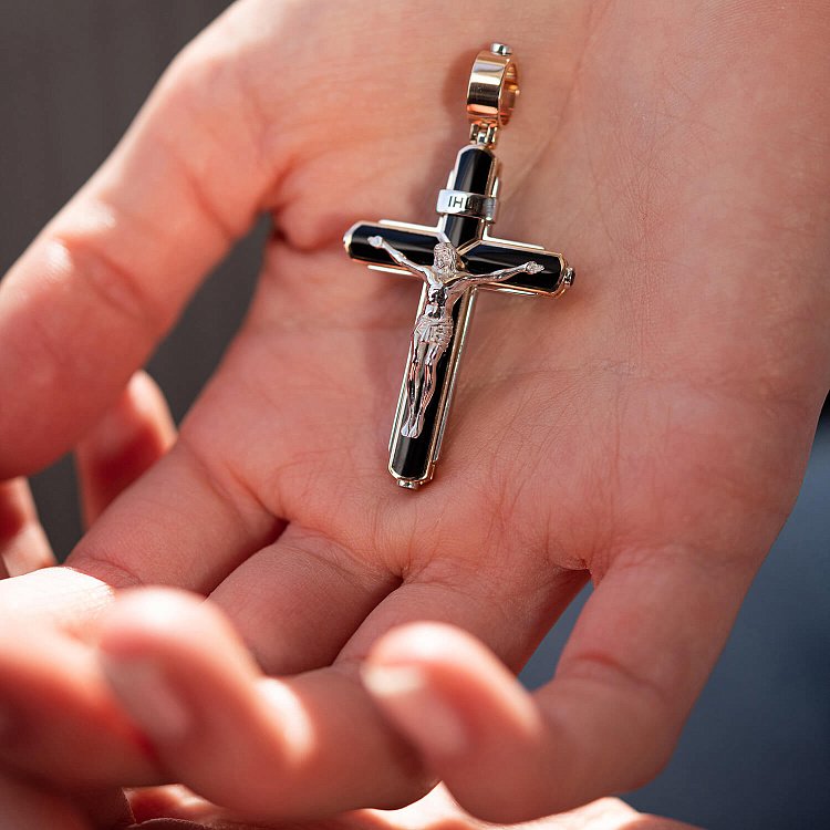 Православний золотий хрест "Розп'яття" 129742422 від ювелірного магазину Онікс - 3