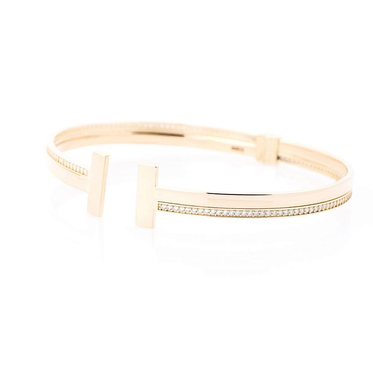 Золотий браслет "Т" (фіаніти) б02751 від ювелірного магазину Онікс - 1