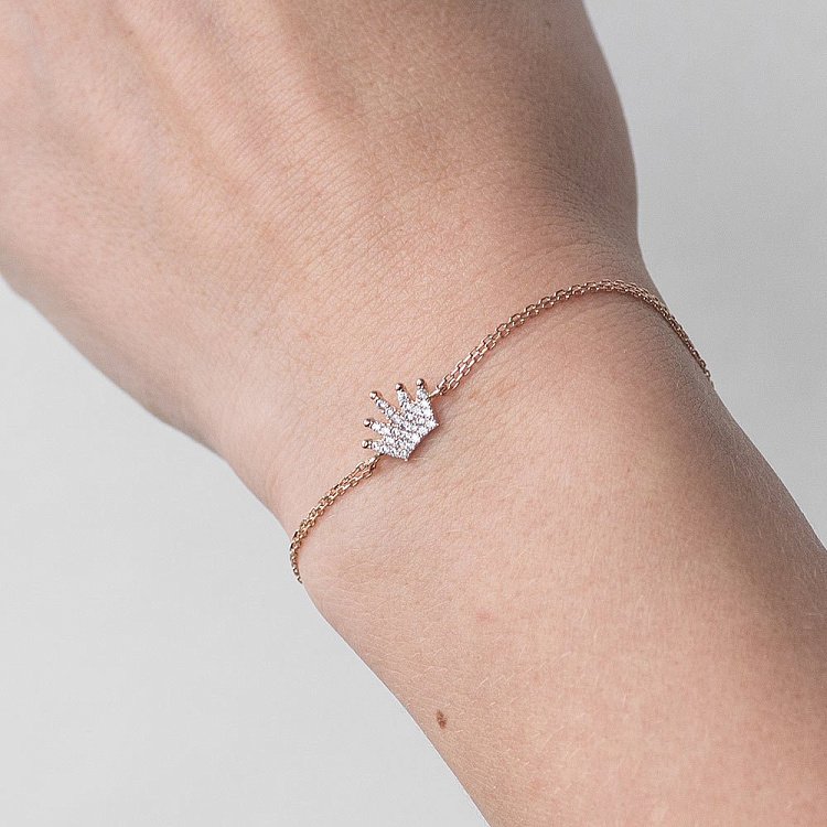 Золотий браслет "Корона з фіанітами" б02933 від ювелірного магазину Онікс - 1