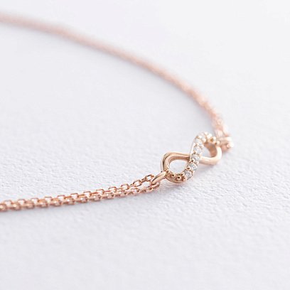 Золотий браслет "Нескінченність" з фіанітами б02945 №3