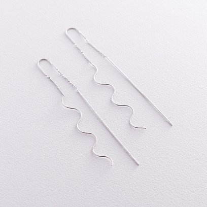 Висячі сережки "Міллі" в білому золоті с07381 №6