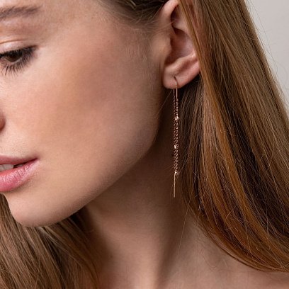 Золоті висячі сережки з кульками (протяжки) с06335 №2