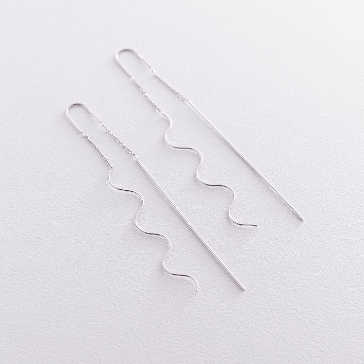 Висячі сережки "Міллі" в білому золоті с07381 від ювелірного магазину Онікс - 5