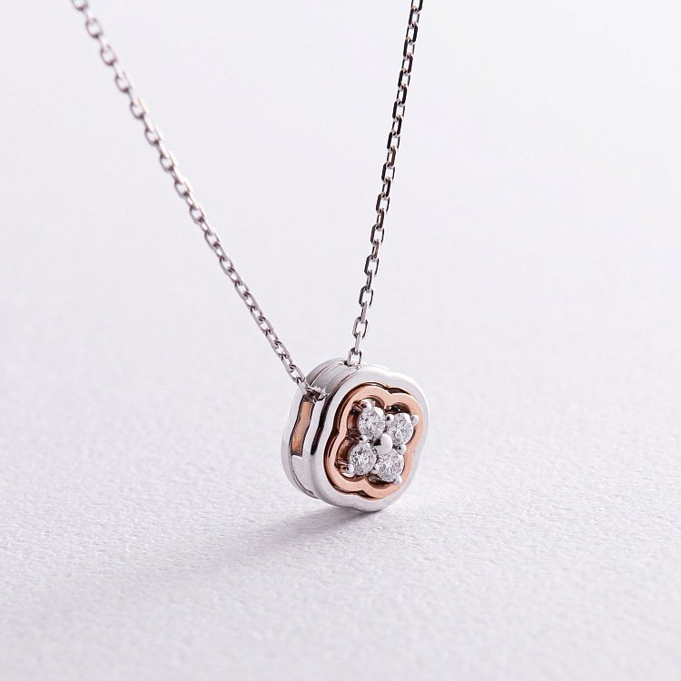 Золоте кольє "Конюшина" з діамантами 734251121 від ювелірного магазину Онікс