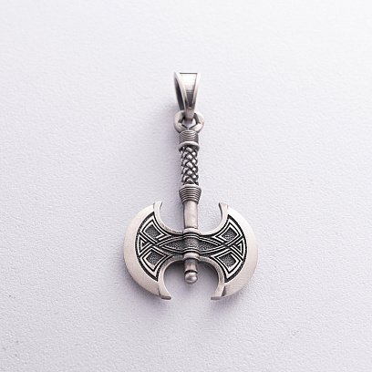 Серебряный кулон "Двойной топор" 7049 №6