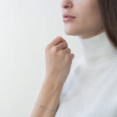 Золотий браслет з перлинами б04296 №2