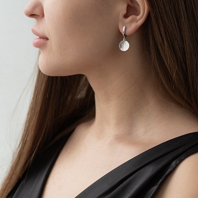 Серьги "Солнечные зайчики" в белом золоте с06753 №2