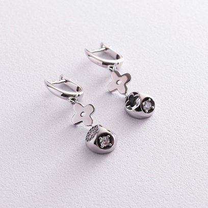 Золоті сережки "Конюшина" з фіанітами с04488 №2