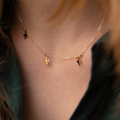 Колье "Ласточки" в желтом золоте кол02022 №6