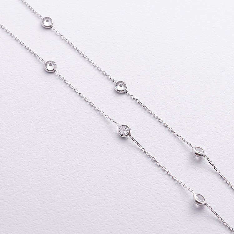 Серебряный браслет с фианитами на ногу 905-01593 от ювелирного магазина Оникс - 2