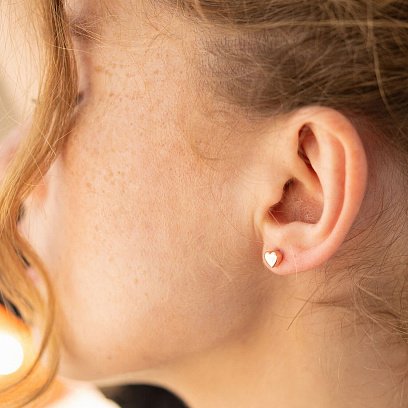 Серьги - пусеты "Сердечки" в красном золоте с08348 №2